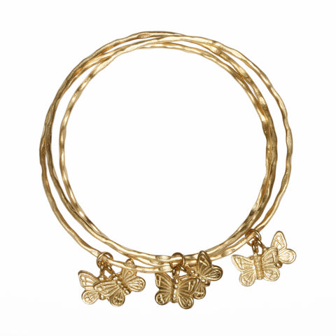 3 Bangles interlinked with butterflies GOLD PLATED