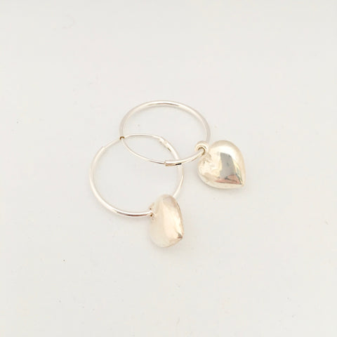 Hoop with small heart Earring - Silver
