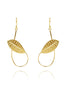 Long Twisted Rabbit Ear Leaf Earring in Gold Plate