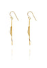 Long Twisted Rabbit Ear Leaf Earring in Gold Plate