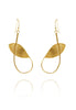 Long Twisted Rabbit Ear Leaf Earring in Gold Plate