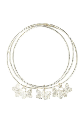 3 Bangles with butterflies SILVER