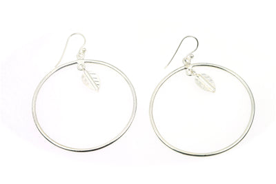 Single Hoop Leaf Earring silver