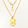 Oval discette with planetary star Necklace - Gold Plated