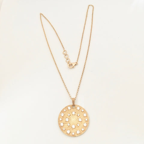 Zirconian diamante disc Necklace - Gold Plated