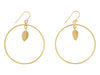 Single Leaf Hoop Earring in gold plate